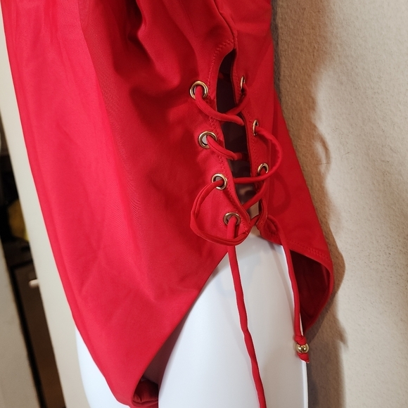 NWT City Chic CCX Red Lace up one piece swimsuit. Women's plus size 20. - Picture 11 of 16
